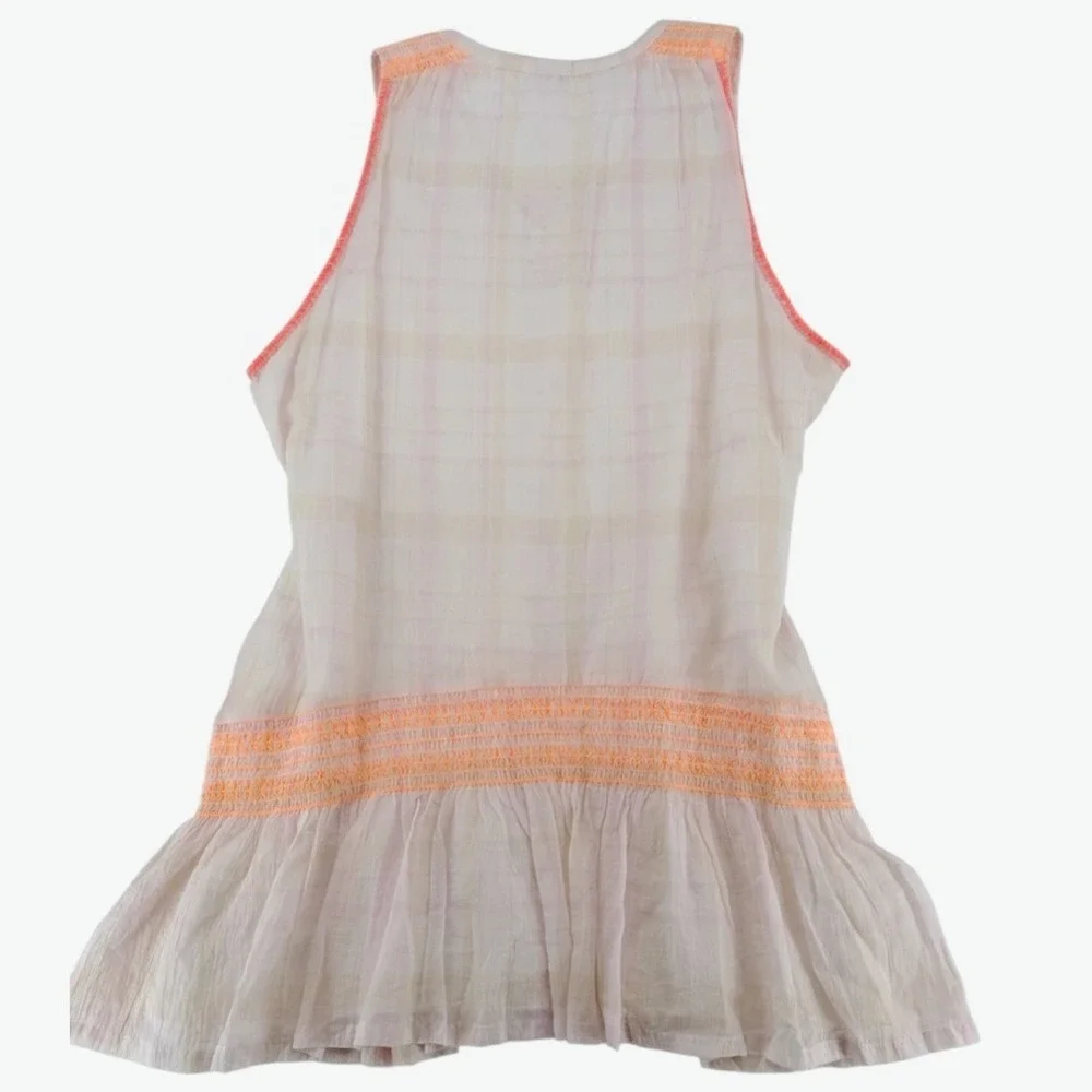 Free People Run With Me Plaid Mini Dress Ivory S NWT Boho - Picture 4 of 16